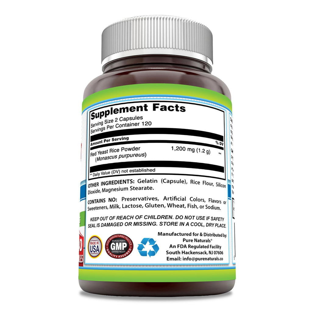 Pure Naturals Red Yeast Rice 1200 mg - 240 Capsules - image 2