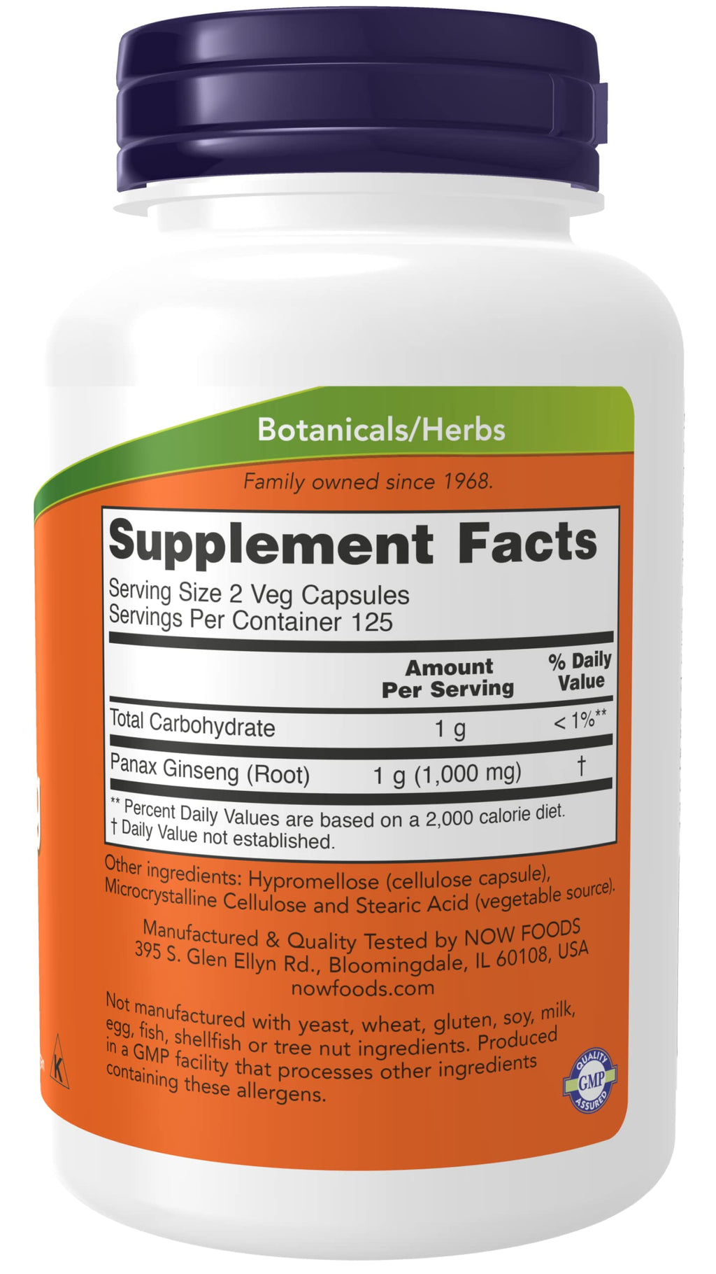 NOW Foods Panax Ginseng 500 mg - 250 Vegetarian Capsules - image 2