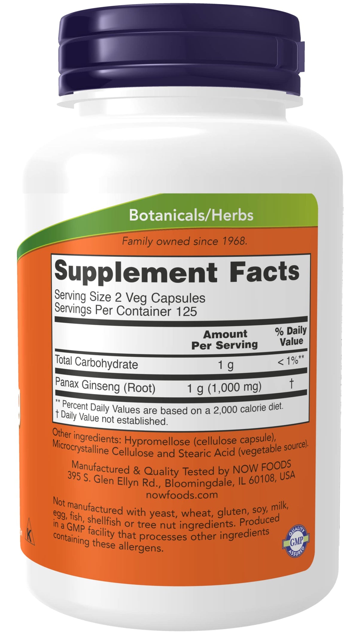 NOW Foods Panax Ginseng 500 mg - 250 Vegetarian Capsules - image 2
