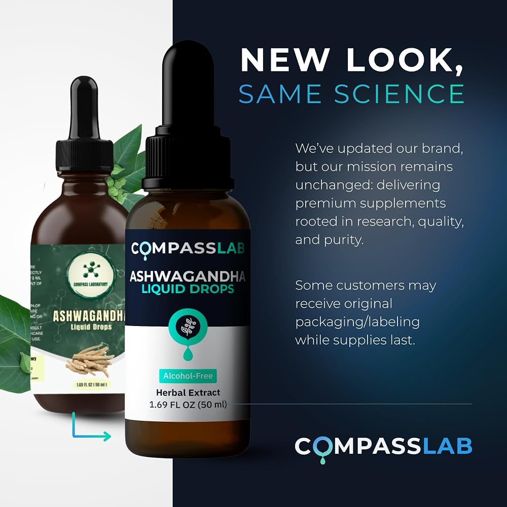 COMPASS LABORATORY Ashwagandha Liquid Drops Mood Support - 2 fl oz - image 8