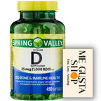 ME GUSTA SHOP Spring Valley Vitamin D 1,000 IU - 450 Softgels