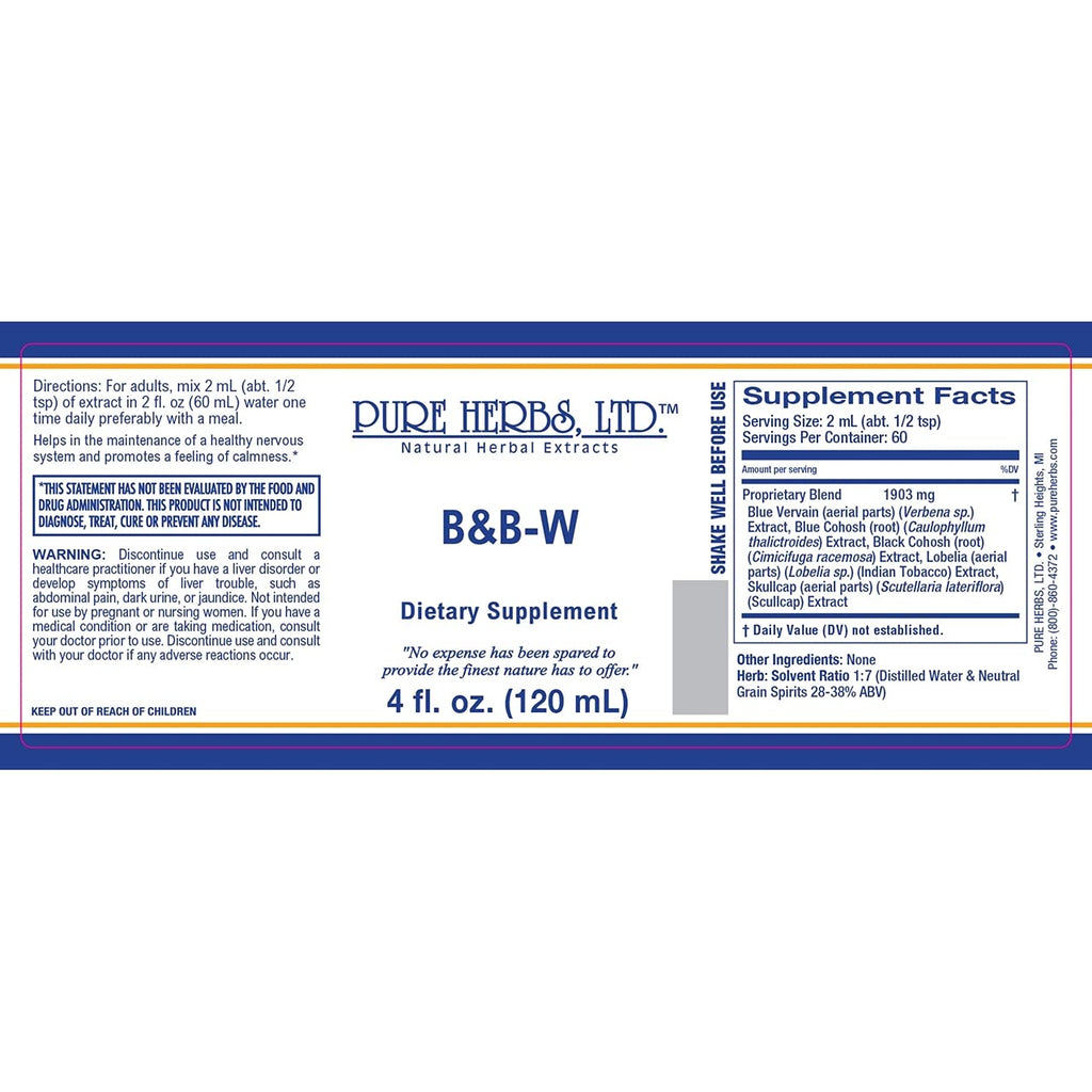 Pure Herbs B & B-W Herbal Supplement Liquid - 4 fl oz - image 2