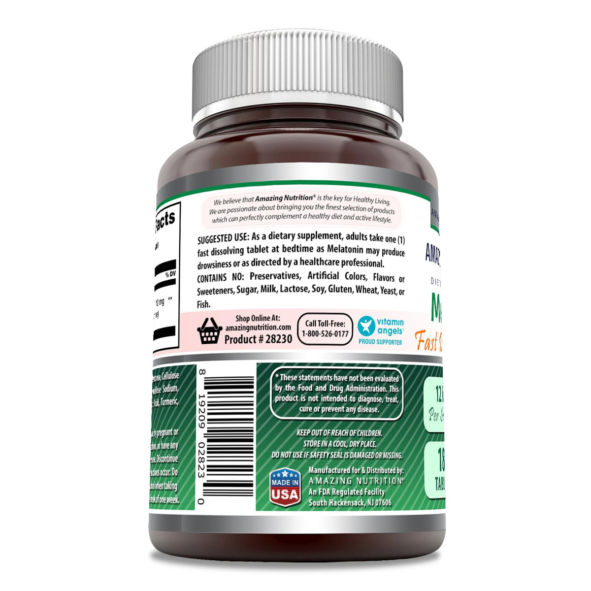 Amazing Nutrition Melatonin 12 mg Tablets - 180 Tablets - image 3