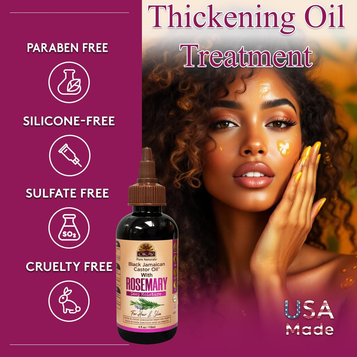OKAY Pure Naturals Black Jamaican Castor Oil with Rosemary - 4 oz - image 2