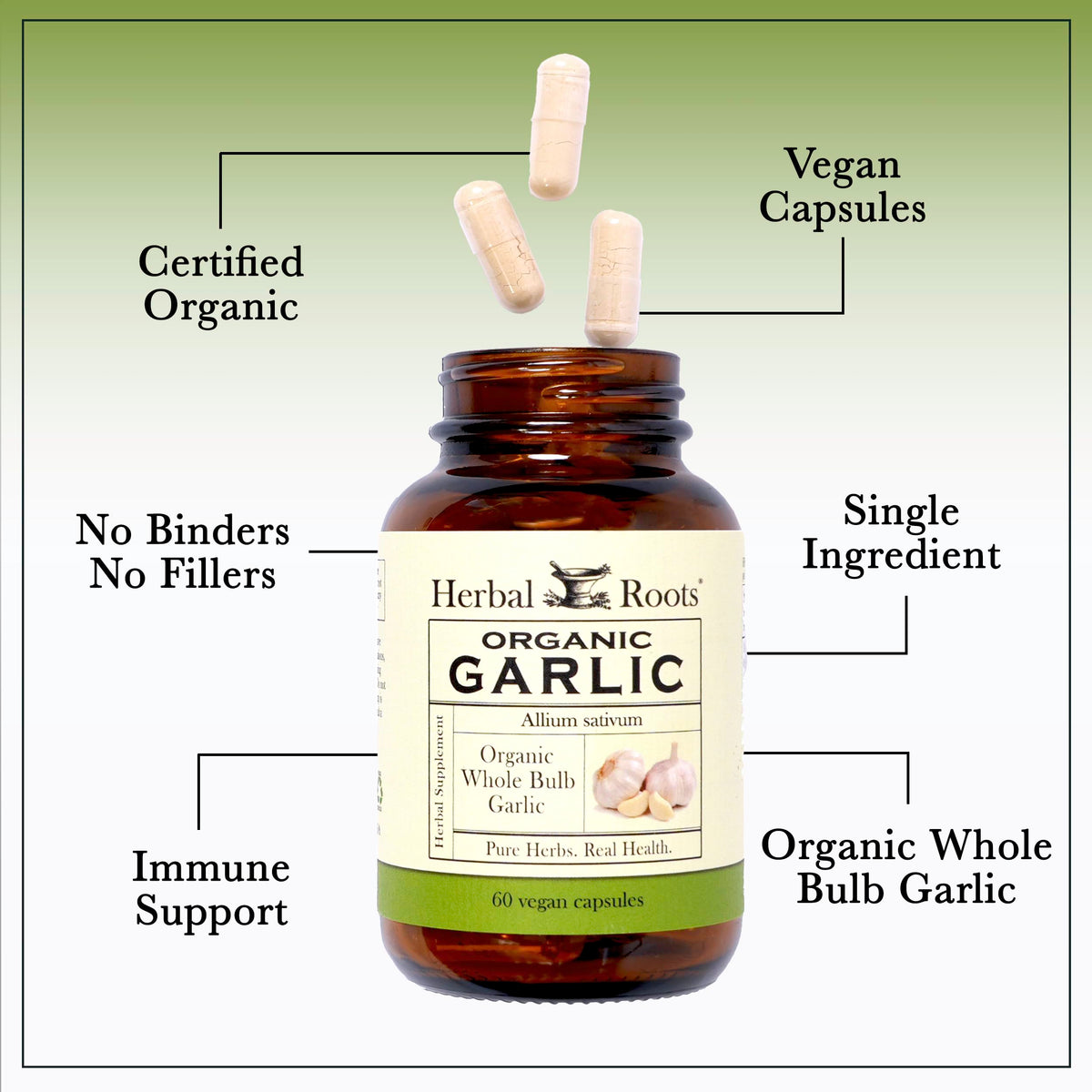 Herbal Roots Organic Garlic Pills Immune Support - 60 Vegan Capsules - image 4