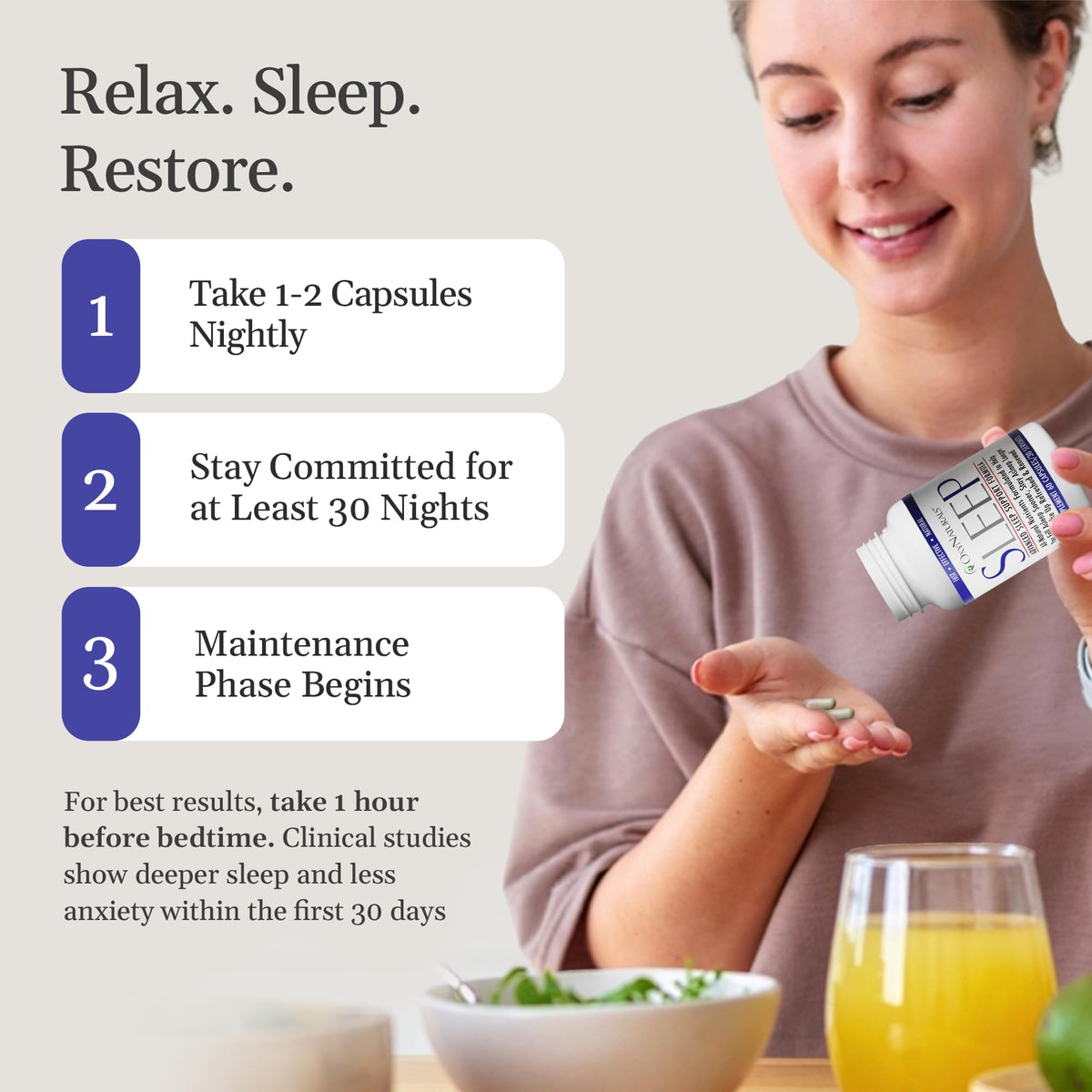 OxyNaturals Natural Sleep Aid with Melatonin 2.5mg - 35 Capsules - image 4