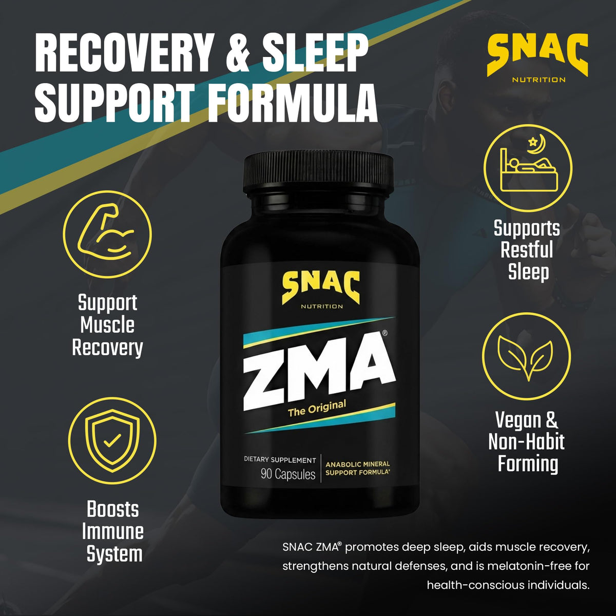 SNAC ZMA Sleep & Muscle Recovery - 90 Vegetarian Capsules - image 2