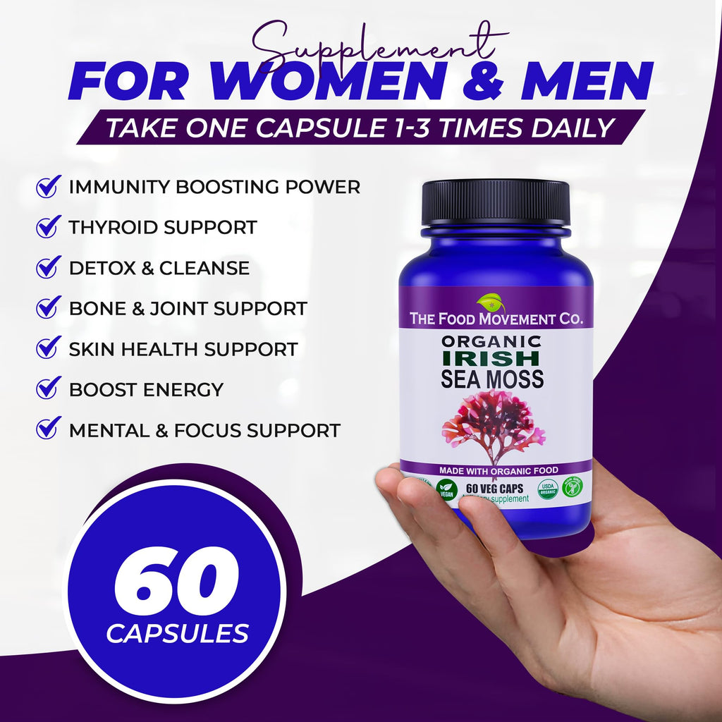 THE FOOD MOVEMENT CO. Irish Sea Moss Prebiotic - 60 Vegetarian Capsules - image 4