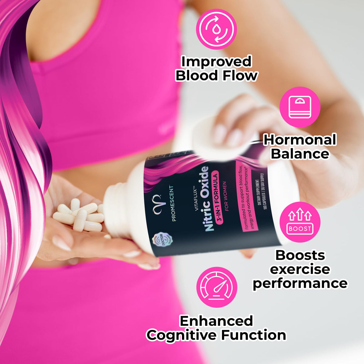Promescent VitaFLUX Women's Nitric Oxide Booster - 180 Capsules - image 3