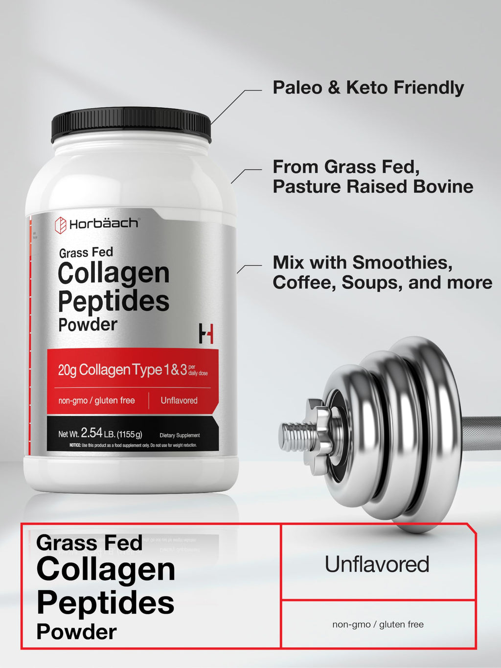 Horbäach Collagen Peptides Powder Grassfed - 40 oz - image 4