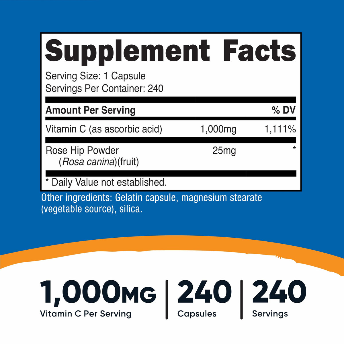 Nutricost Vitamin C with Rose Hips 1025mg