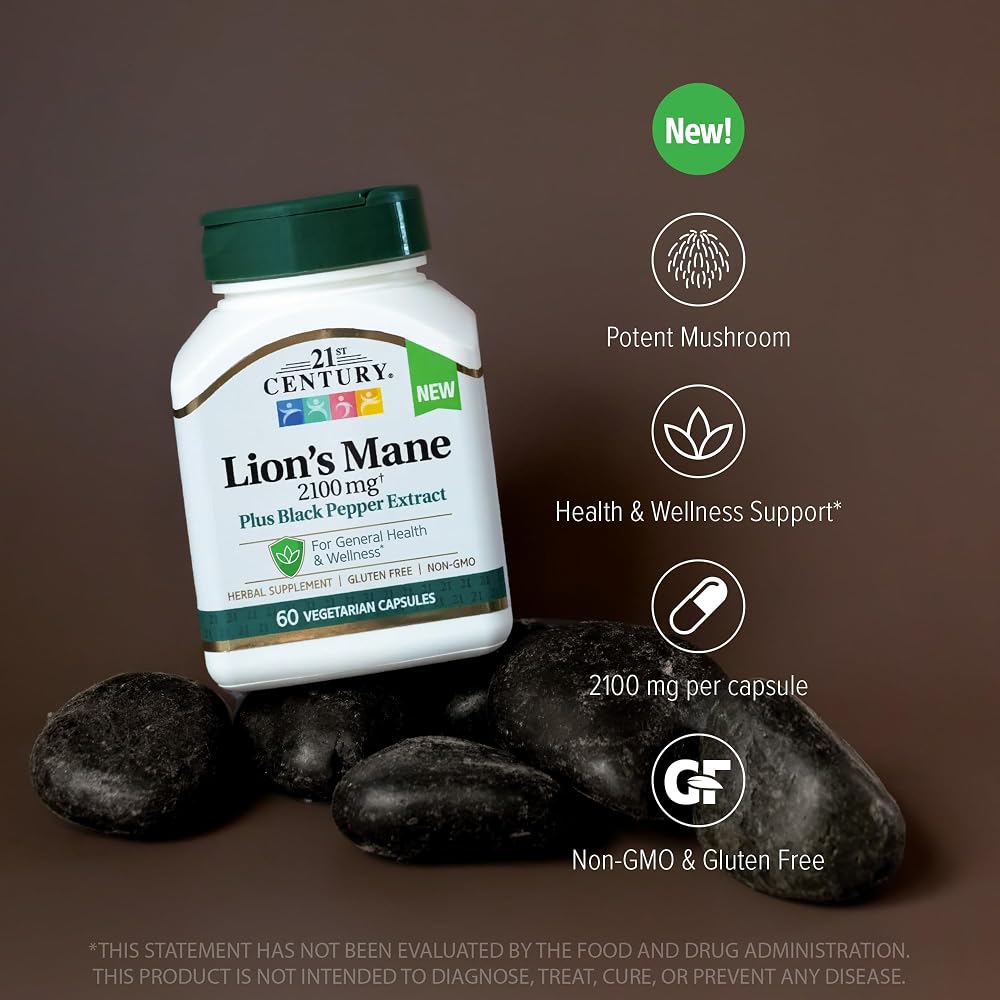 21st Century Lion's Mane 2,100mg with Black Pepper - 60 Capsules - image 2