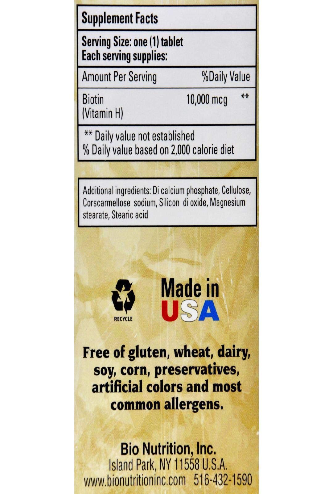 Bio Nutrition Biotin 10,000 mcg - 60 Tablets - image 2