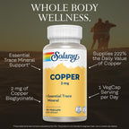 Solaray Copper 2mg Essential Trace Mineral - 100 Vegan Capsules - image 3