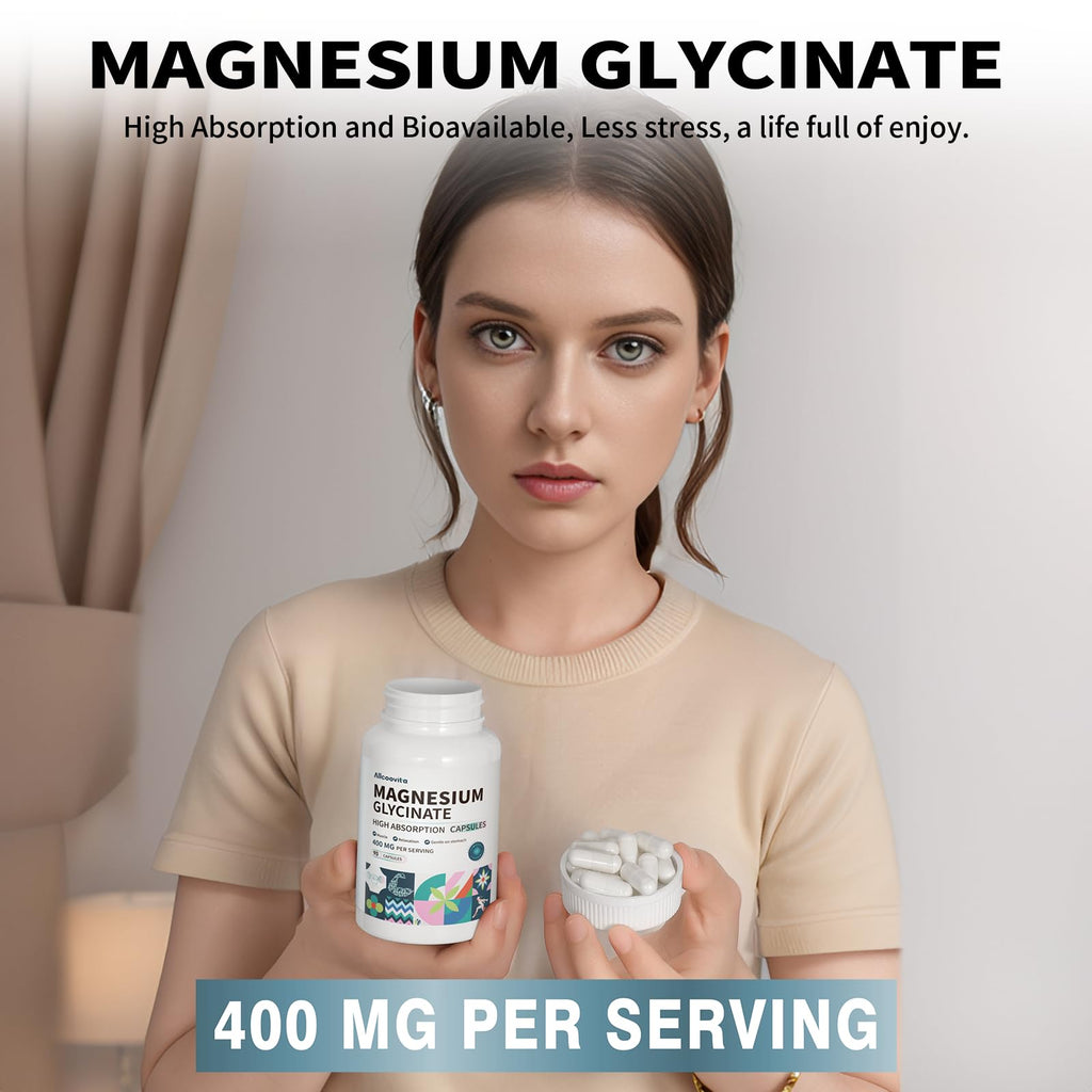 Allcoovita Magnesium Glycinate 400 MG - 90 Vegetarian Capsules - image 4