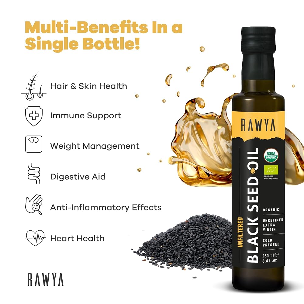 RAWYA Black Seed Oil - Organic Cold Pressed Nigella Sativa - Turkish - image 2