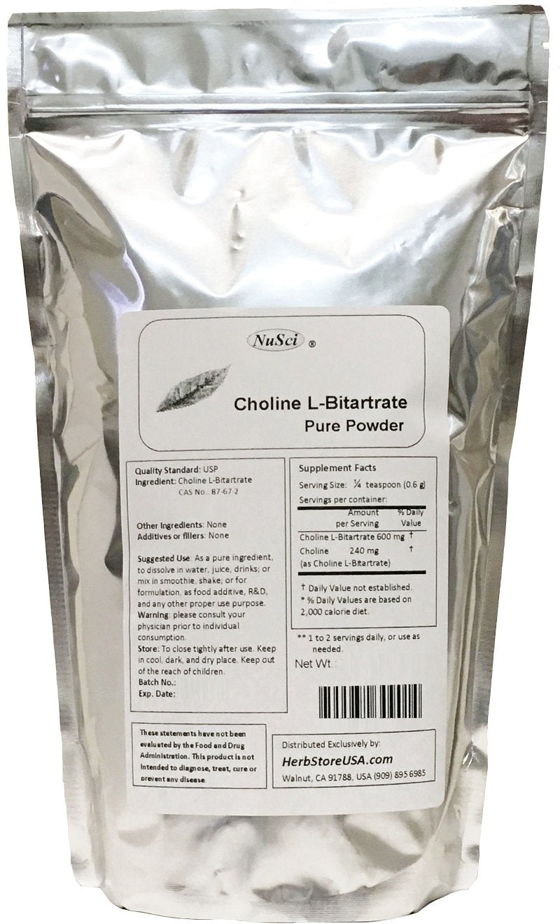 NuSci Choline L-Bitartrate Pure Powder "Smart Nutrient"