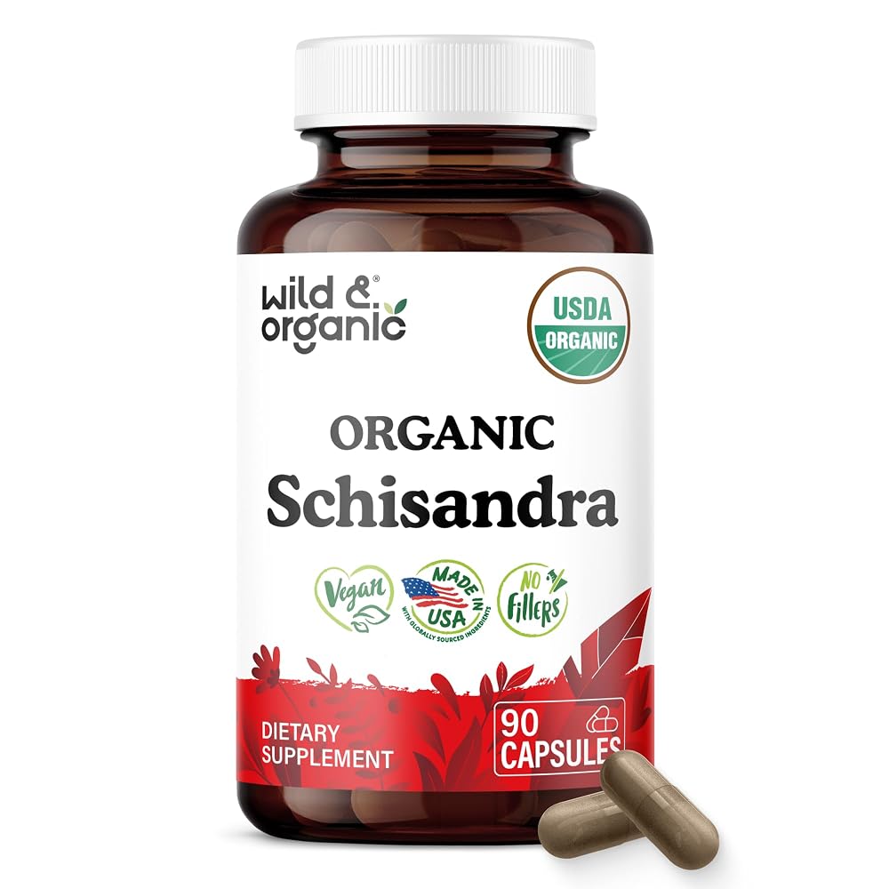 Wild & Organic Schisandra Capsules 1000 mg for Mood Support - 90 Count