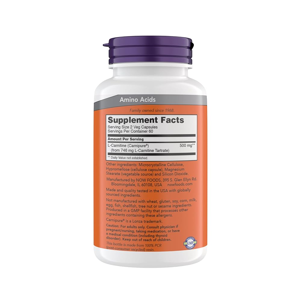 Now Supplements, L-Carnitine 250 mg, Purest Form, Amino Acid, Fitness