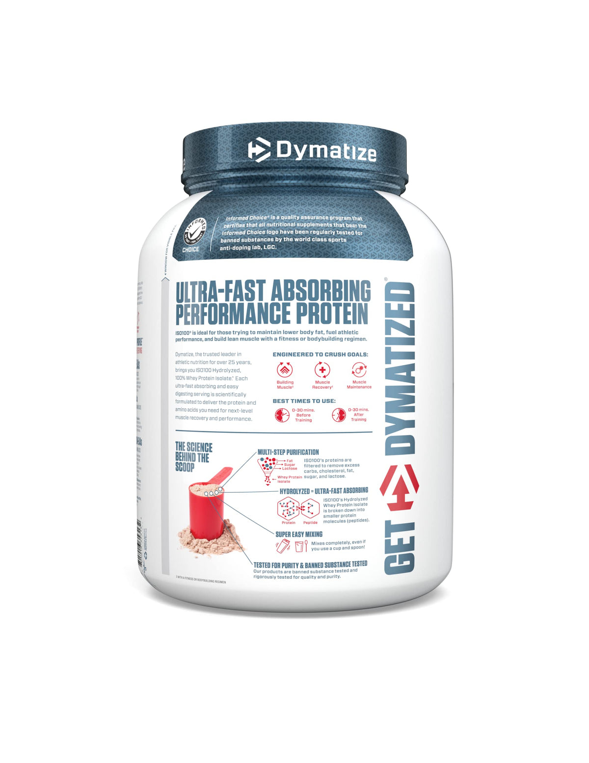 Dymatize ISO100 Hydrolyzed Whey Protein Isolate, Gourmet Chocolate - 3 lb - image 2