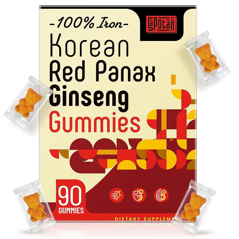 Sapotax Korean Red Panax Ginseng Supplement Gummies - Iron Supplements