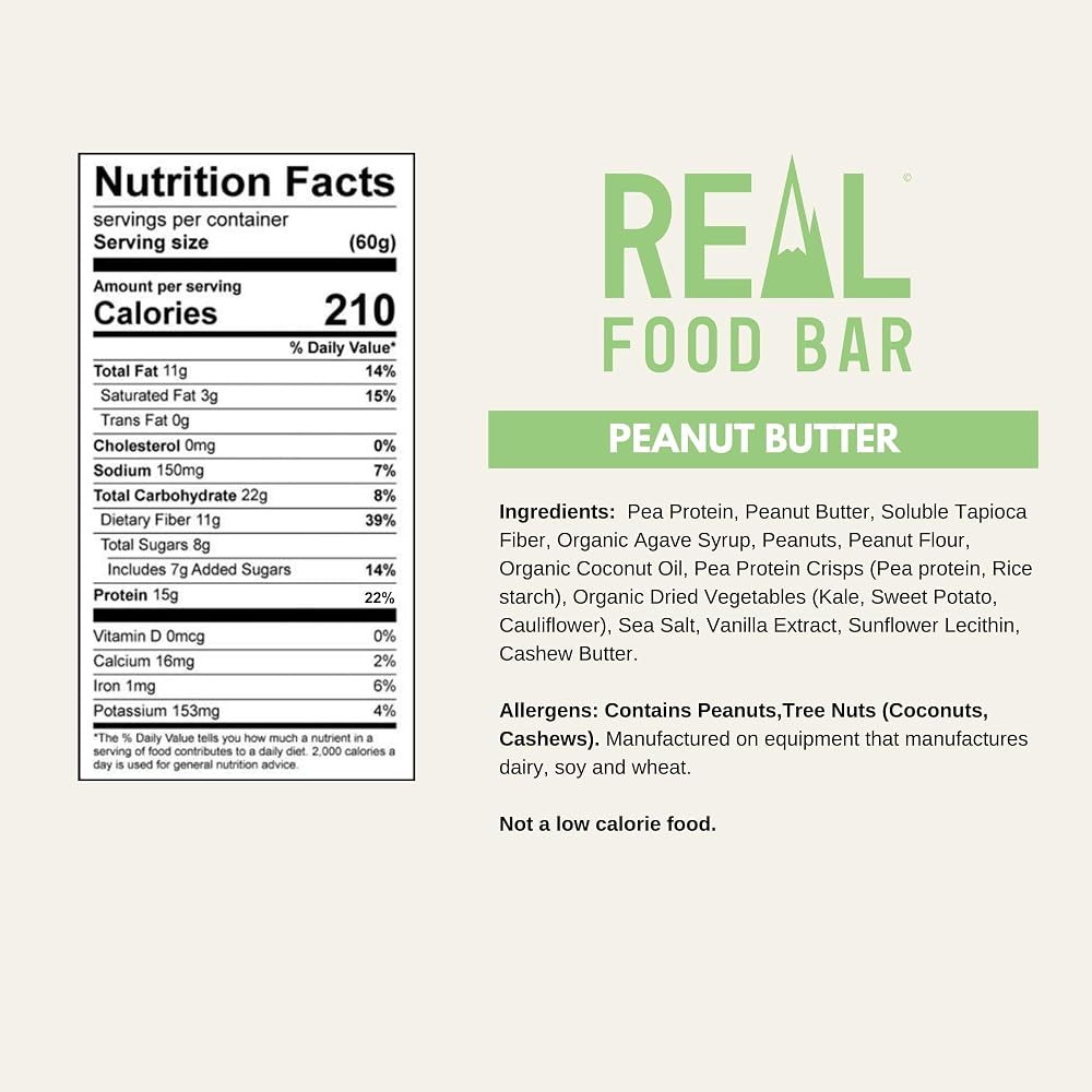 Just Real Food Bar Plant Based Protein Peanut Butter - 12 Count - image 3