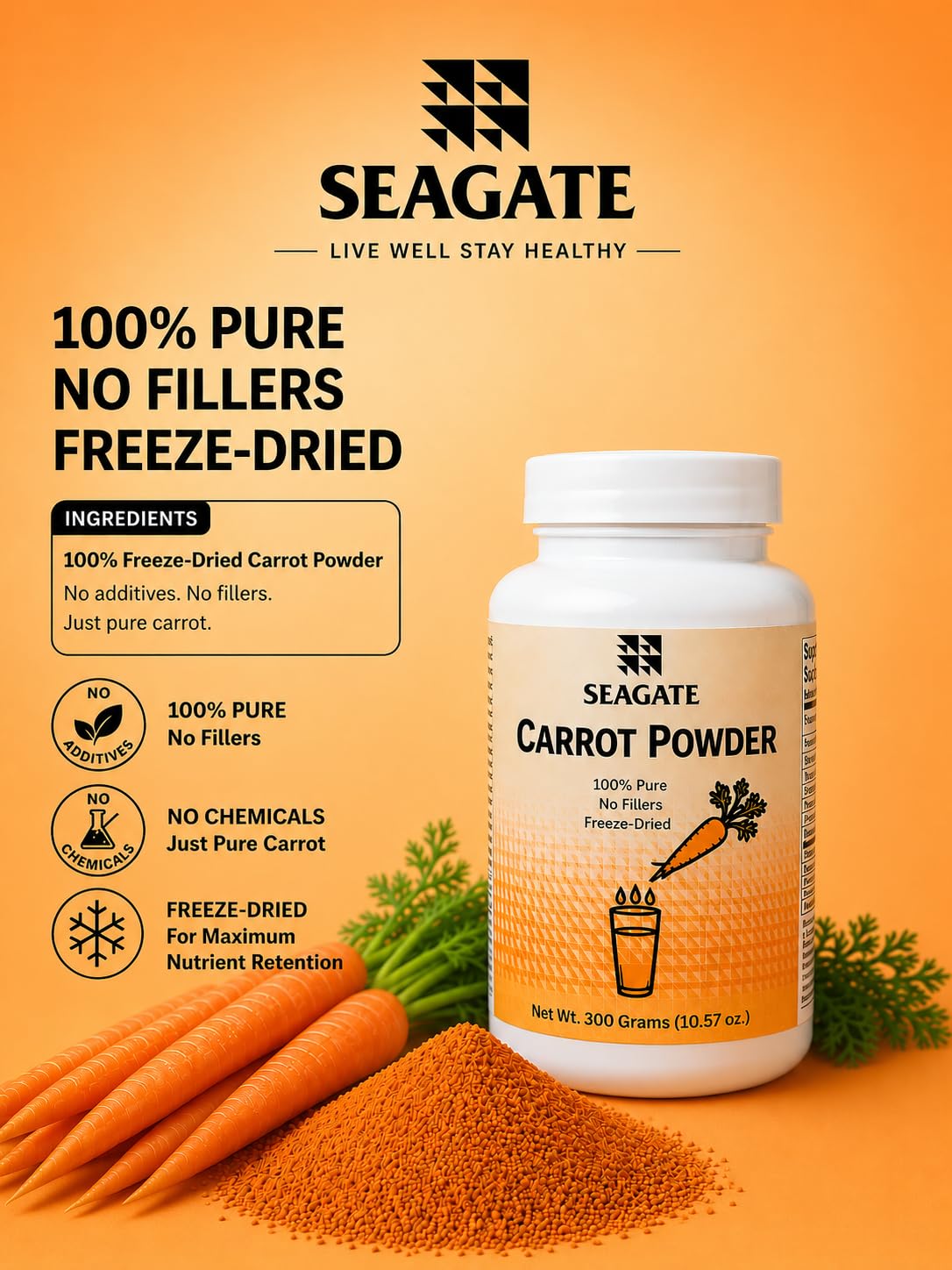 Seagate Carrot Powder - 300g (30 Servings) - image 3