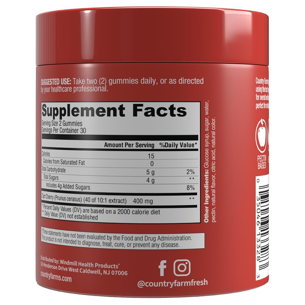 Country Farms Tart Cherry Gummies for Metabolic Support - 60 Gummies - image 2