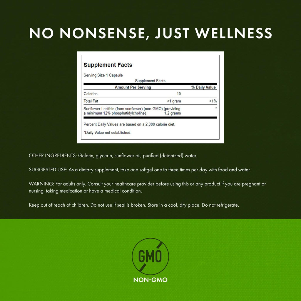 Swanson Sunflower Lecithin 1,200 mg - 90 Softgels - image 3