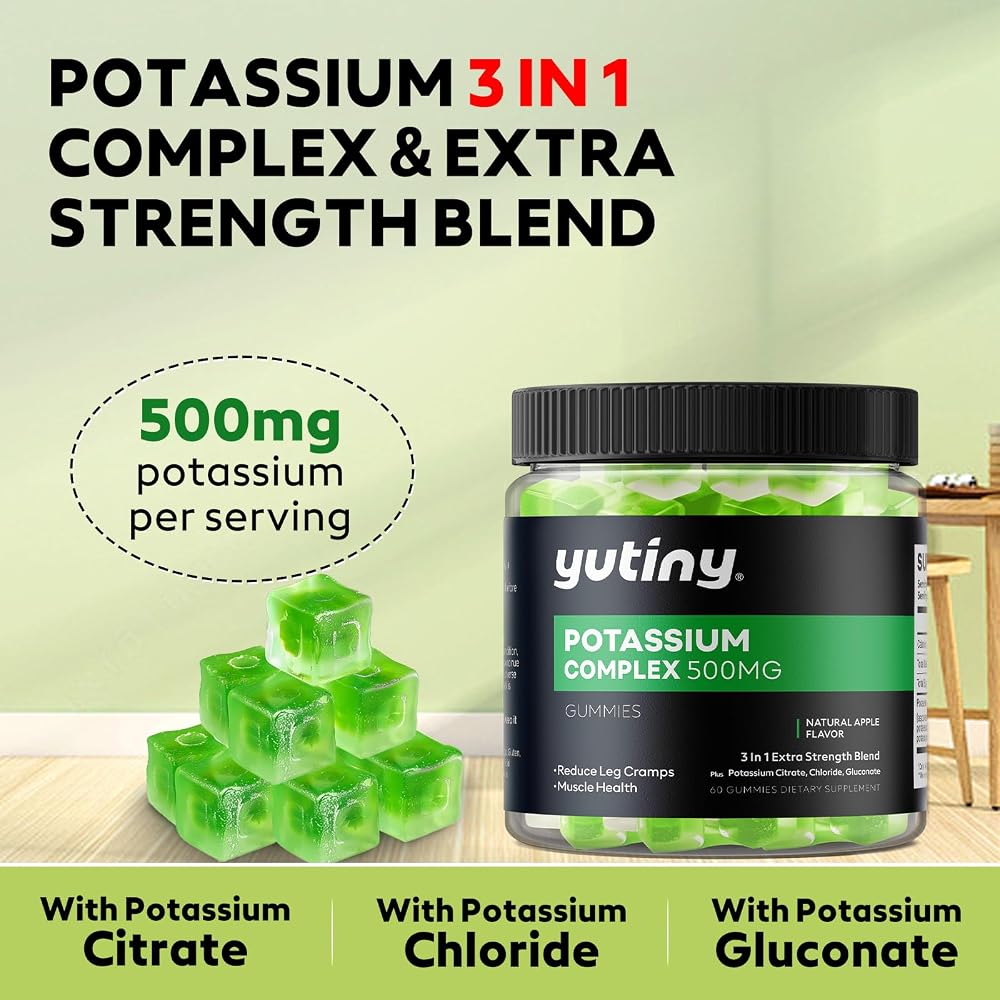 Yutiny Potassium Supplement 500mg 3 in 1 Complex Gummies - 60 Count - image 3