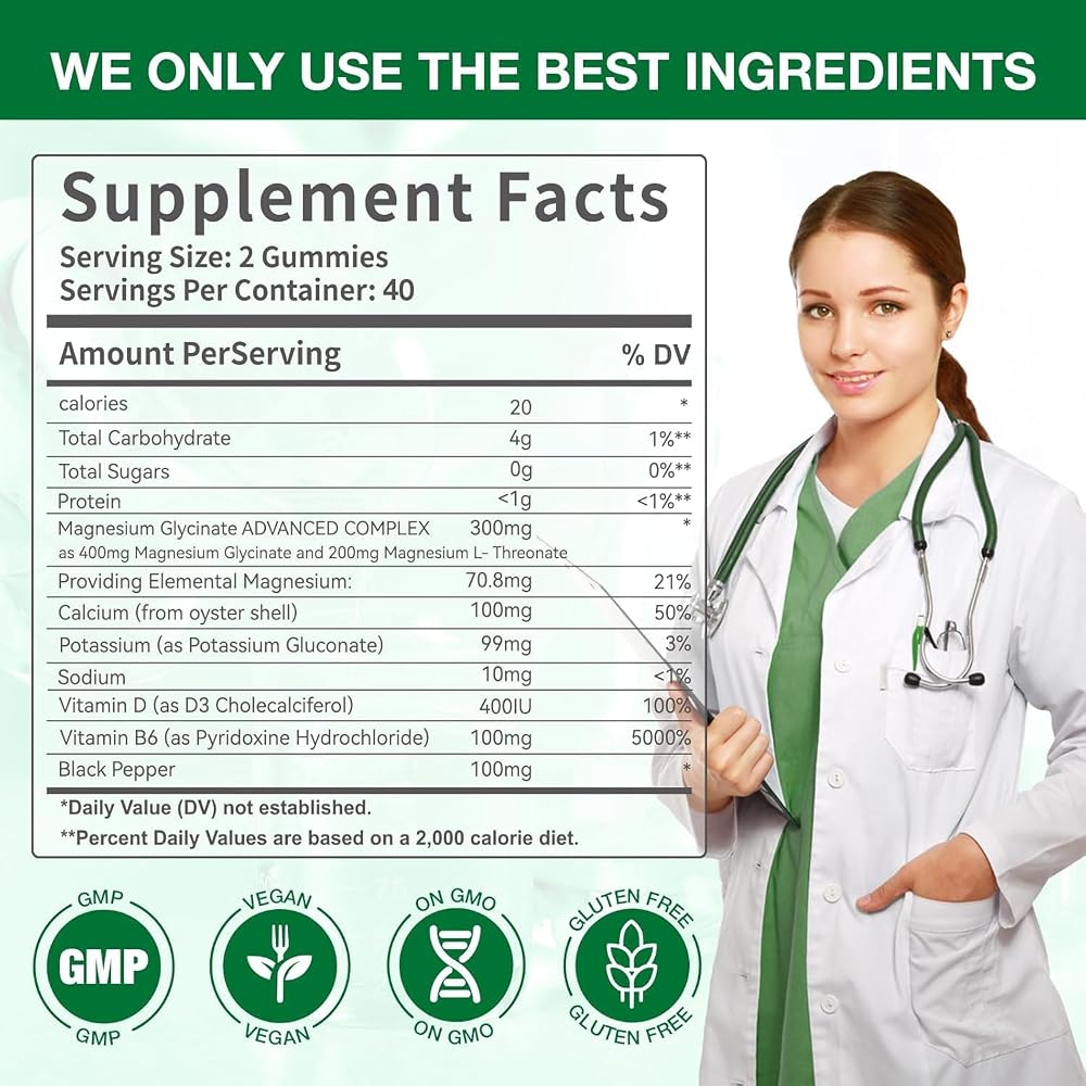 WACHRAY Magnesium Glycinate Gummies for Calm & Energy - 80 Gummies - image 5