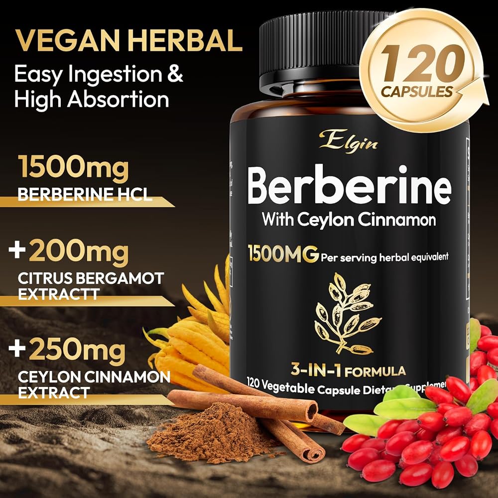LSOIUX Berberine Supplement with Ceylon Cinnamon & Citrus Bergamot - image 3