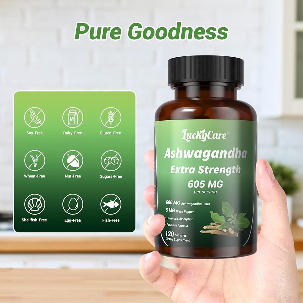 Luckycare Ashwagandha Capsules 600mg Root Extract - 120 Count - image 9