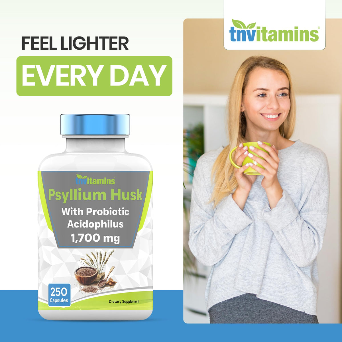 tnvitamins Psyllium Husk Capsules 1700 MG - 250 Capsules - image 5