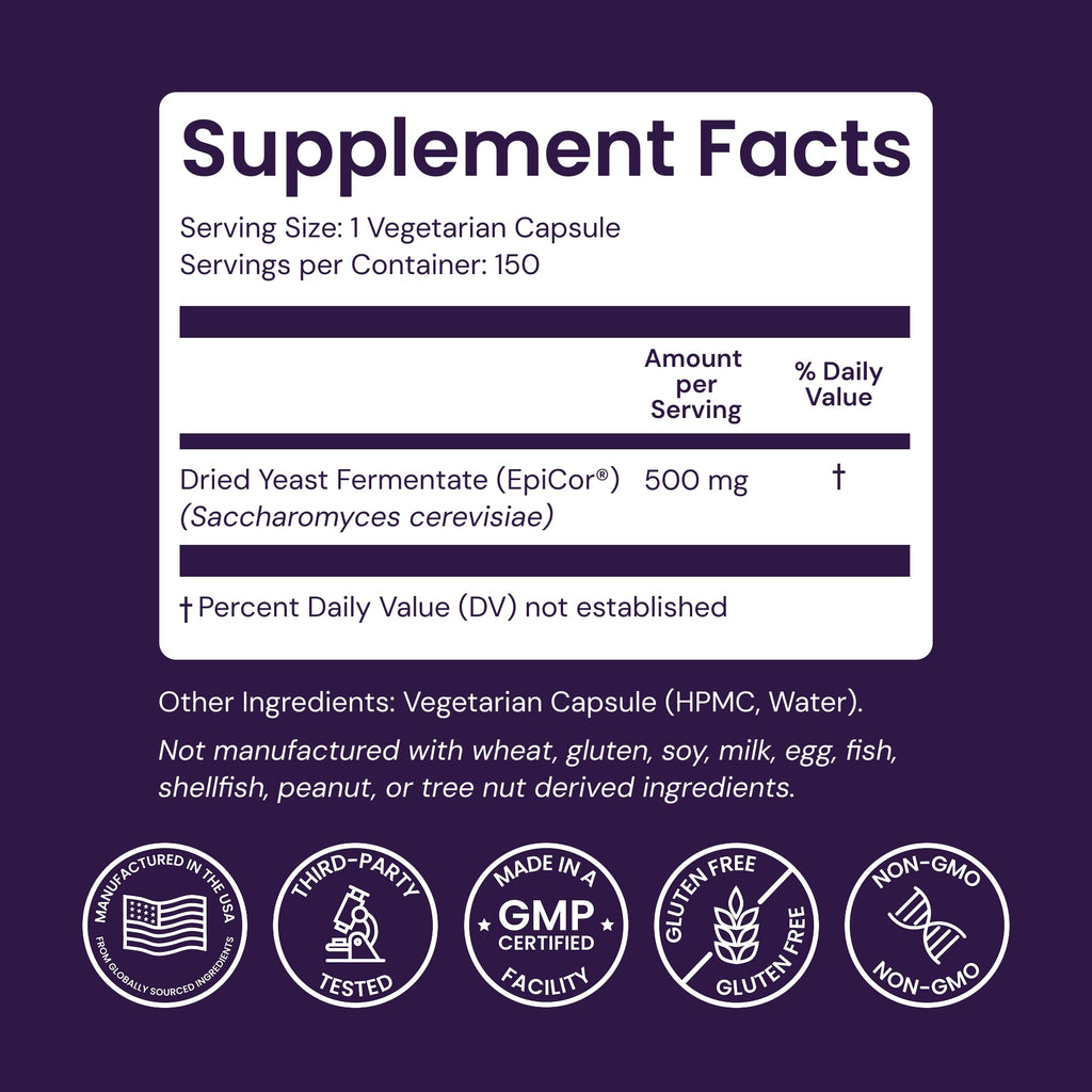 Healthy Origins EpiCor Dried Yeast 500 mg - 150 Vegetarian Capsules - image 4