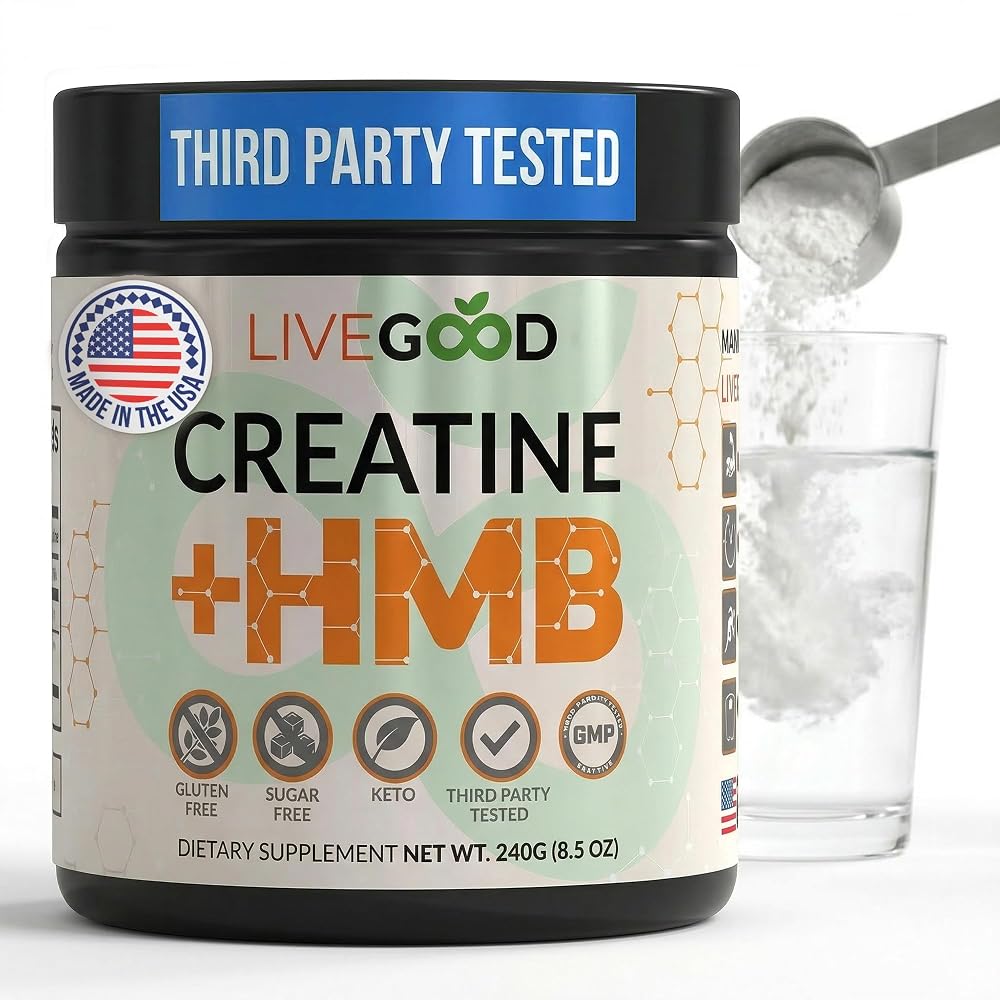 LIVEGOOD Creatine Monohydrate with HMB Powder - 30 Servings