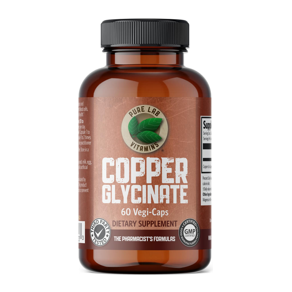 Pure Lab Vitamins Copper Glycinate 1 mg - 60 Vegetarian Capsules