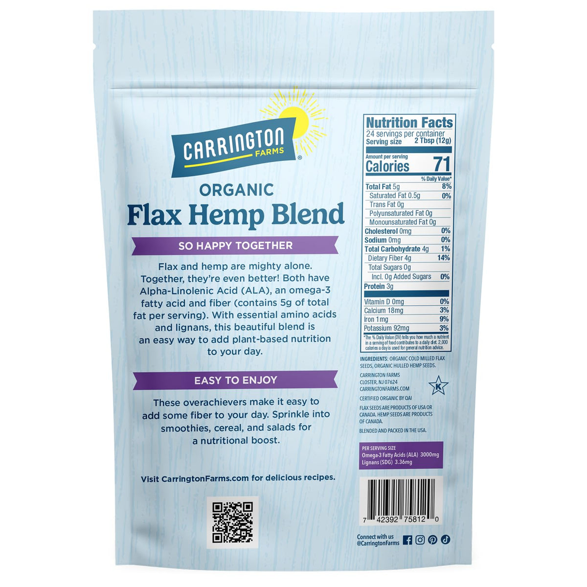 Carrington Farms Organic Flax Hemp Blend - 10 oz - image 3