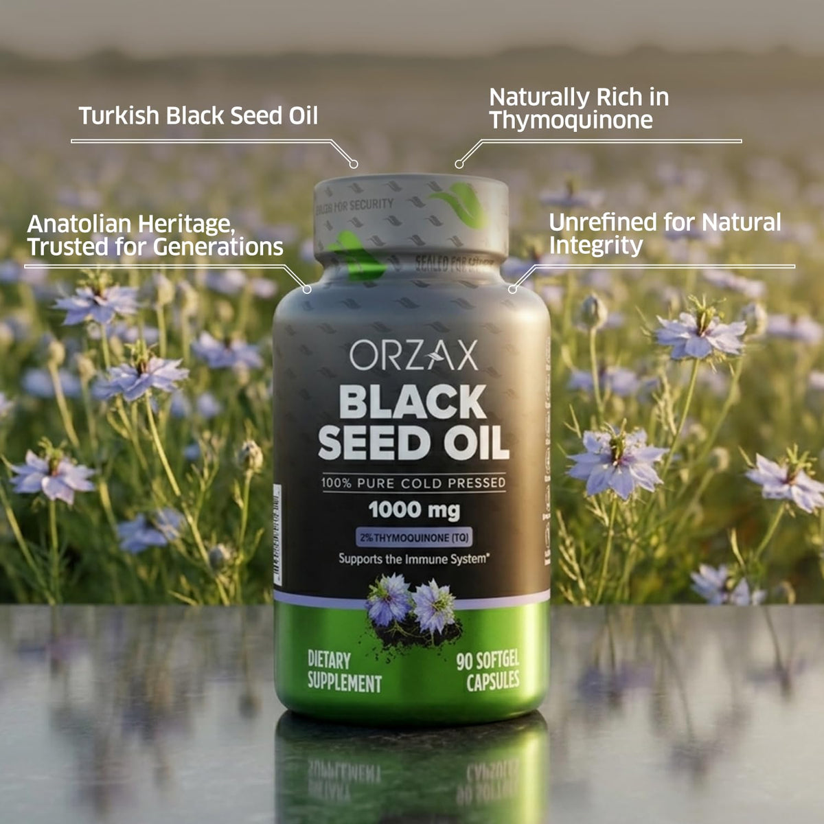 ORZAX Black Seed Oil 1000 mg Softgels - 90 Softgels - image 3