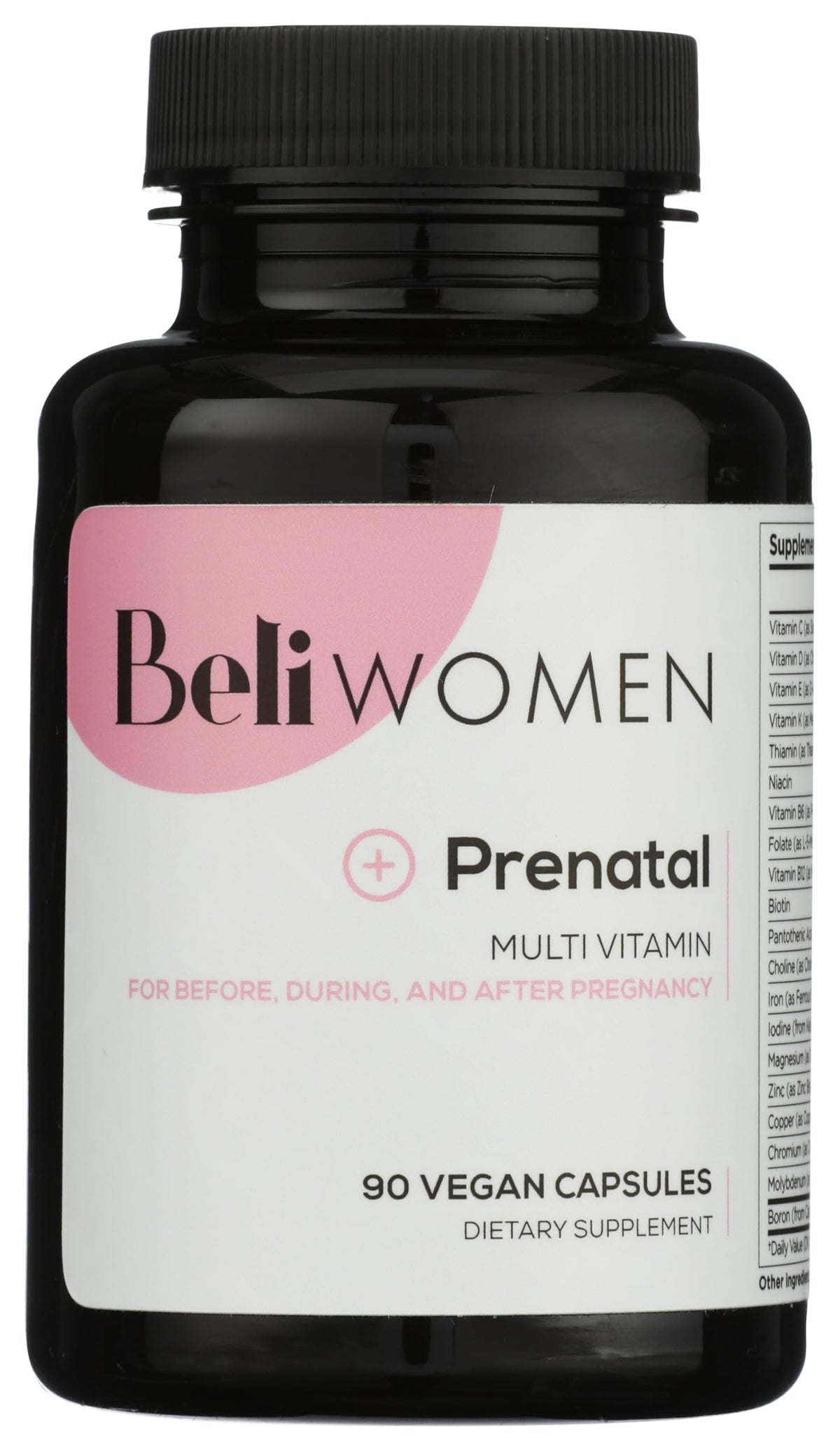 Beli Women Prenatal Multivitamin for Fertility - 90 Vegan Capsules