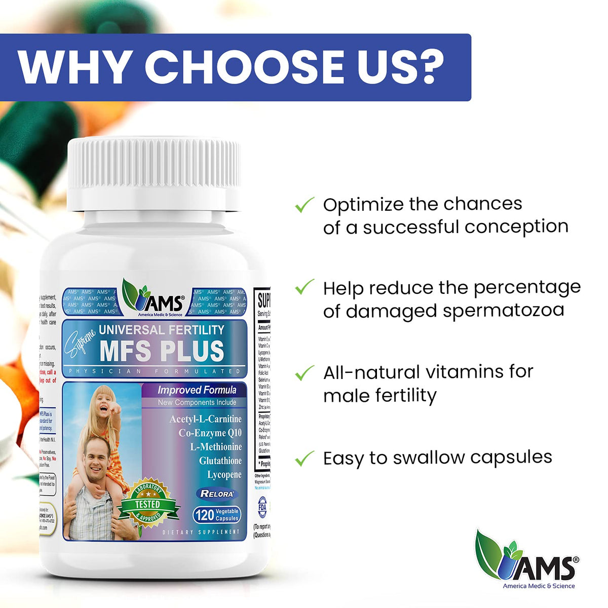 America Medic & Science MFS Plus - Male Fertility Supplement 120ct