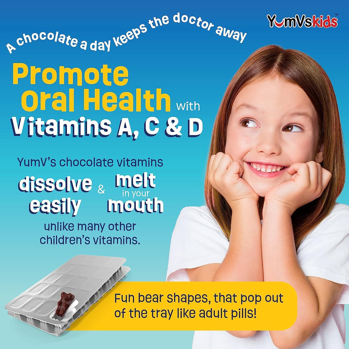 YUM-V'S Kids Multivitamin Chewable Chocolate Bears - 120 Count - image 4