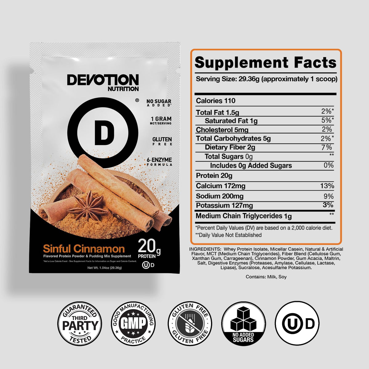 Devotion Nutrition Protein Powder Blend Whey & Casein - 12 Packets - image 2