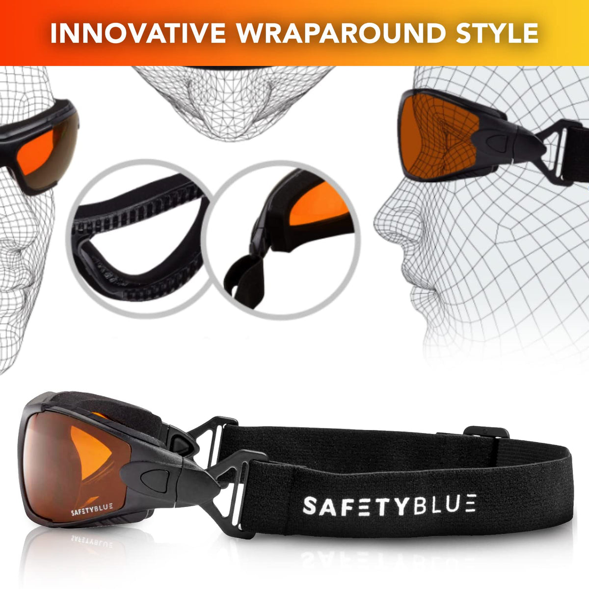 SafetyBlue Deluxe Blackout Sleep Glasses Amber Lens - 1 Pair - image 8
