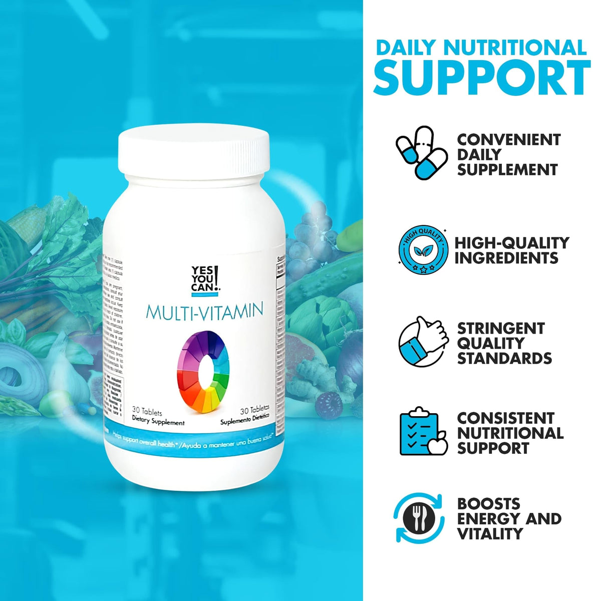 Yes You Can! Daily Multivitamin for Men and Women - 30 Tablets - image 3
