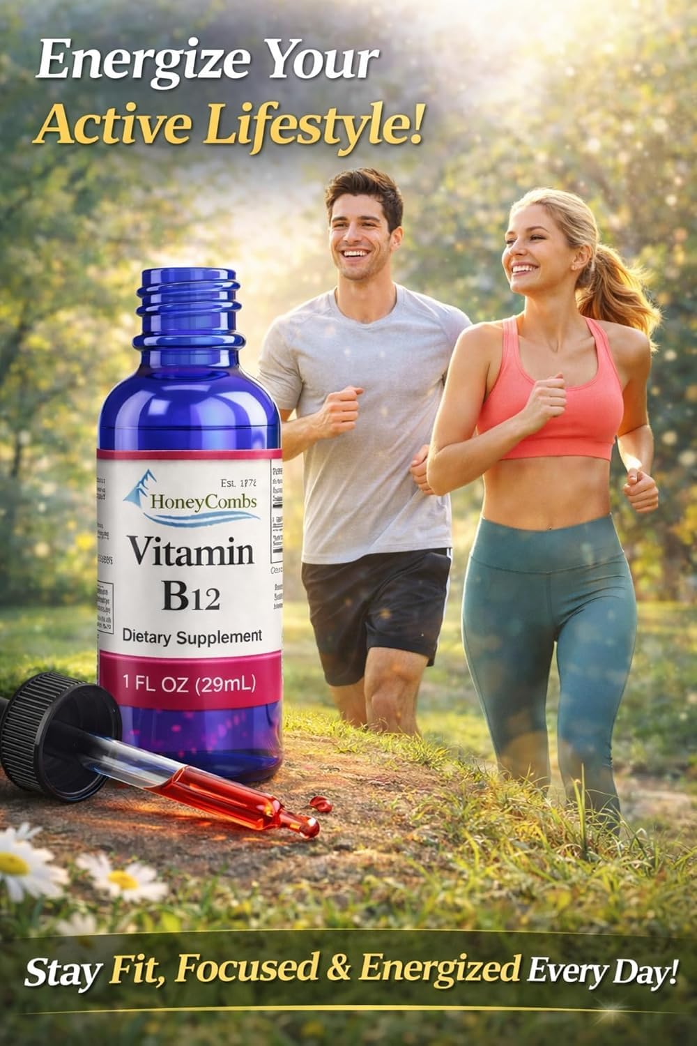 HoneyCombs Vitamin B12 Cyanocobalamin Liquid Drops - 36 Servings - image 4
