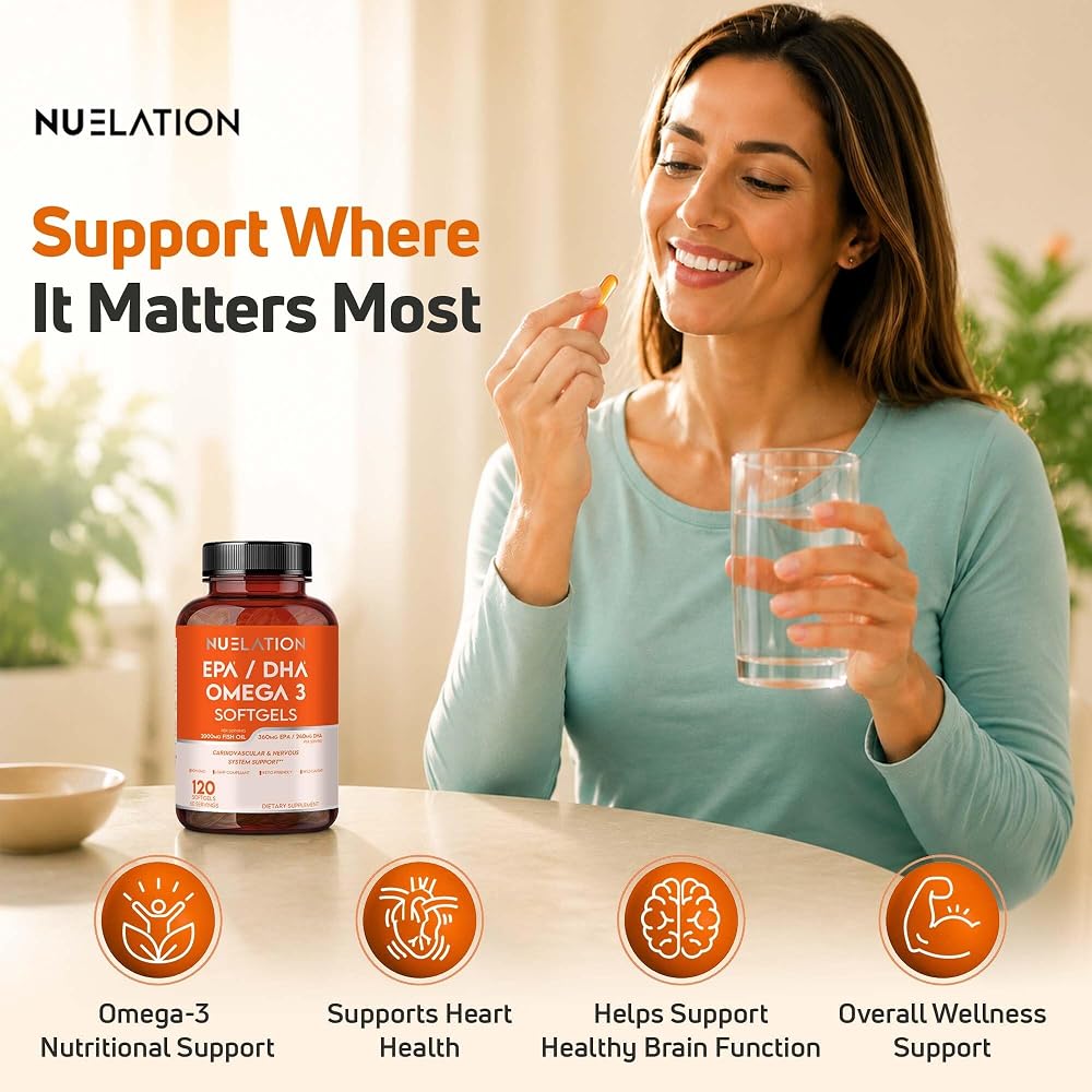 NUELATION Omega-3 Fish Oil 2000mg Heart & Brain Support - 120 Softgels - image 2