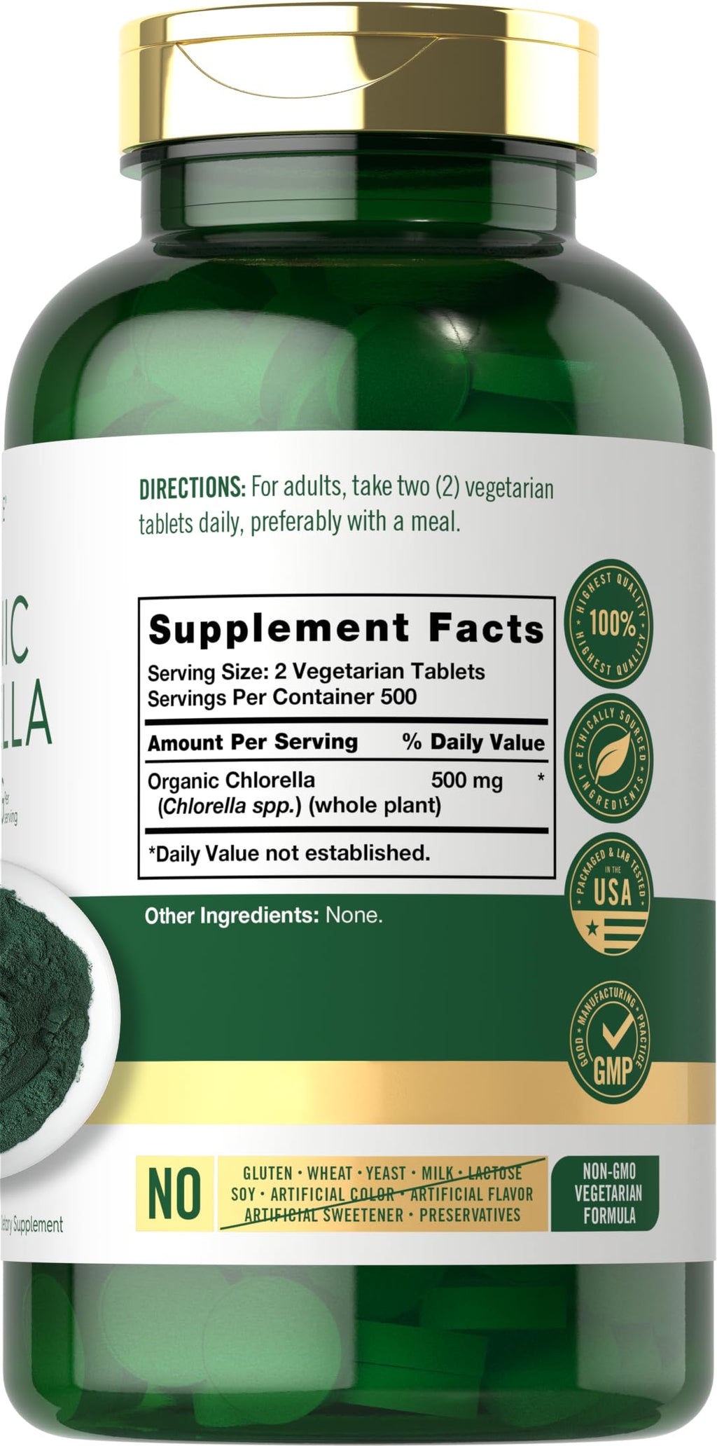 Carlyle Chlorella Tablets Organic 500 mg - 1000 Count - image 2