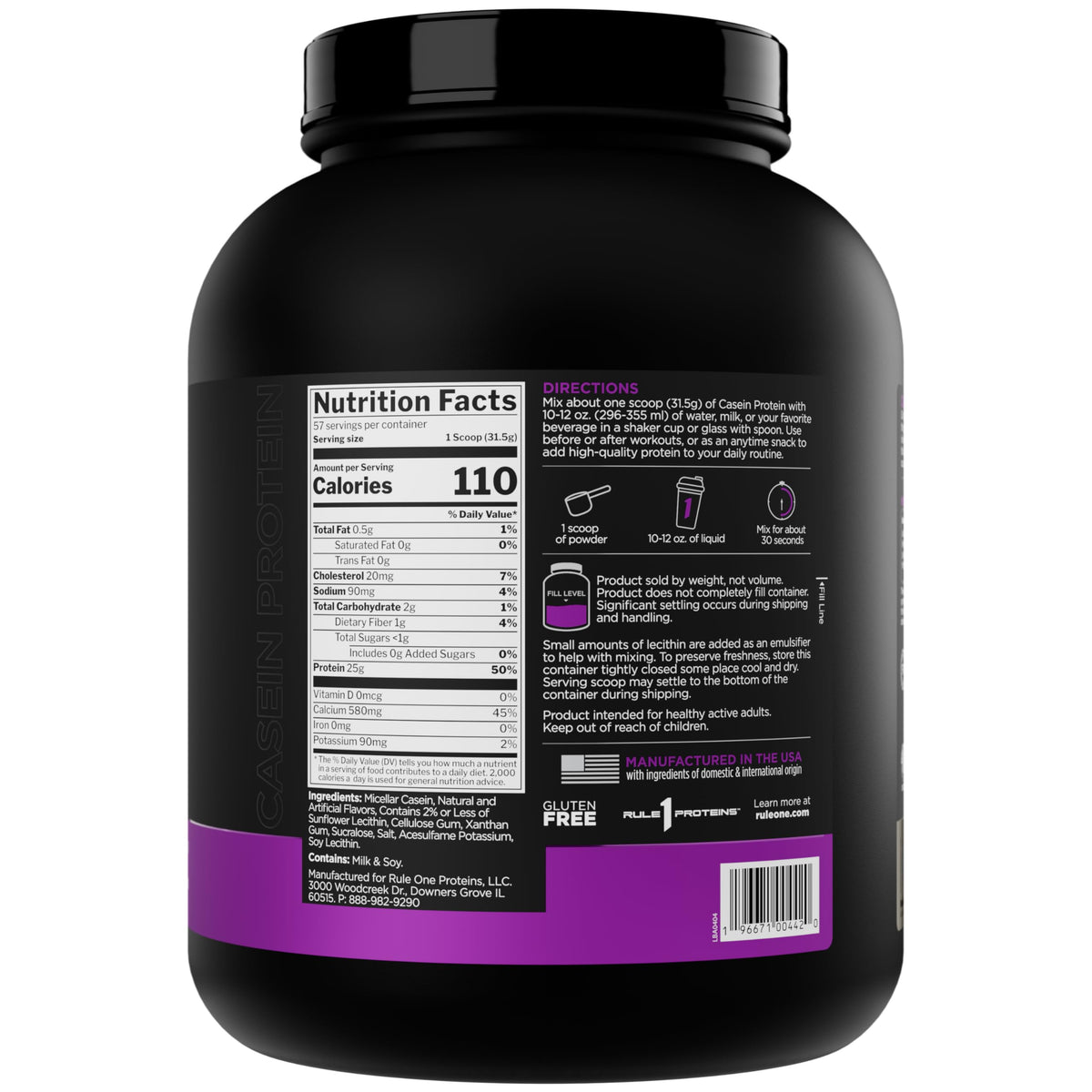 Rule 1 Casein Protein - 25g Protein and 11g EAAs Per Serving from