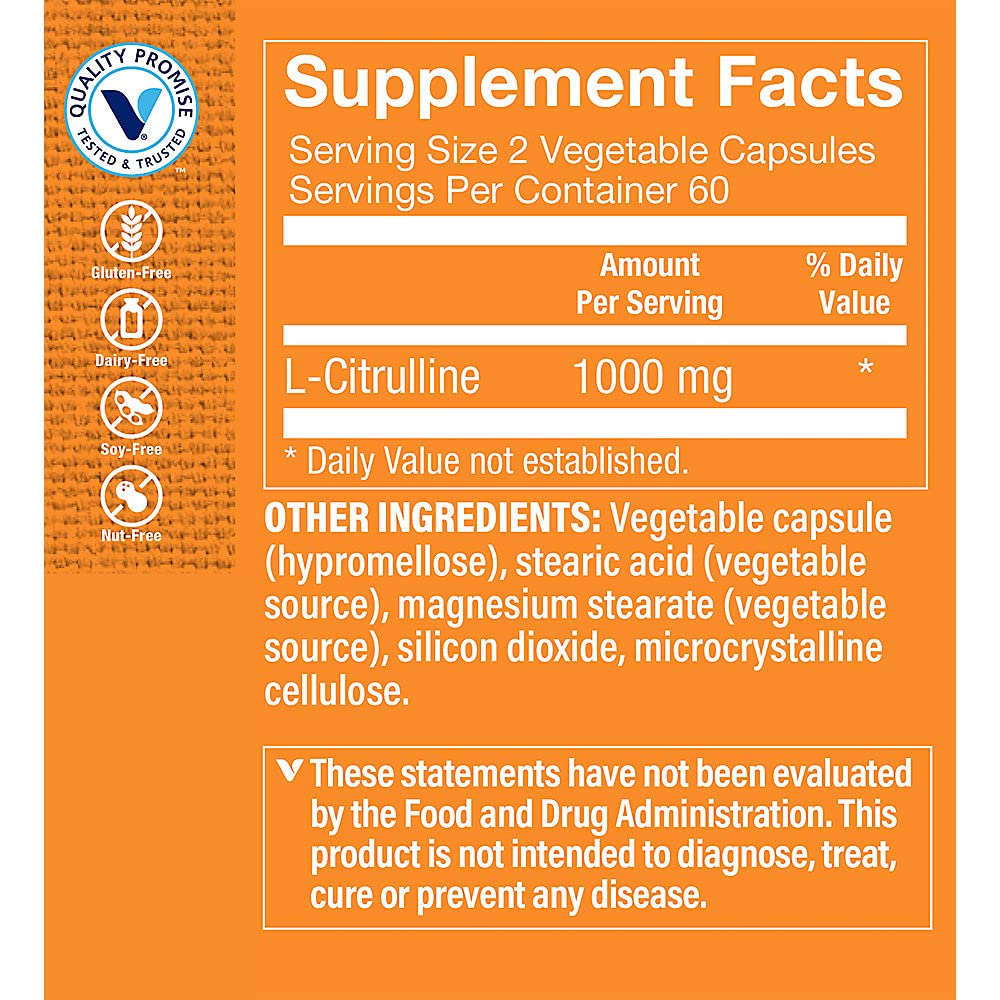 The Vitamin Shoppe L-Citrulline 1000 mg - 120 Vegetable Capsules - image 2